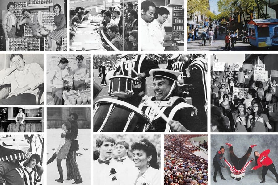 A collage of photos from Badger Yearbooks, 1960–2014.