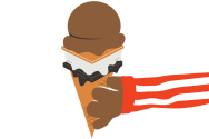 Illustration of Bucky Badger's arm holding an ice cream cone