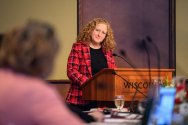 Jennifer Mnookin speaks at podium