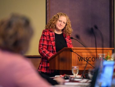 Jennifer Mnookin speaks at podium