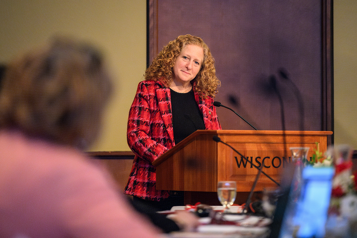 Jennifer Mnookin speaks at podium